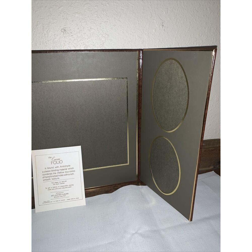 Vintage NOS Art Leather “Encore Folio” Cognac/Grey Int Leather Photo Display - Picture 3 of 9